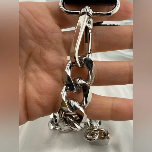 Anthropologie lux adjustable Black Leather Chain Strap - Picture 8 of 12